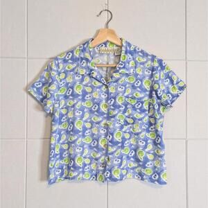 Vintage 90s Sigrid Olsen cropped boxy fruit print top